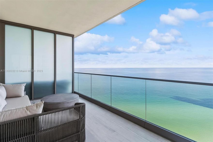 3-Bedrooms+ Den / 3.5 Bathrooms. 2,716 SF interior + 756 SQFT (2) balconies FULLY FINISHED & LUXURY FURNISHED (furniture optional). OCEANFRONT everything: pool, gym, restaurant, theatre, game-room, yoga studio, 2-story spa w/hair salon, sauna, steam. BREAKFAST CAFE/BAR EVERY DAY. This 24th floor flow-through, east to west, sunrise to sunset, midnight bar, fully built out closets, chandeliers, curtains, porcelain tile floors, BBQ on Balcony, NEST Thermostats, TOTO Toilets, Electric Range on kitchen island w/ hidden ventilation, Washer & Dryer. The Building organizes fun thematic events