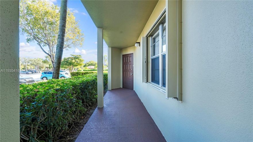 Welcome to resort-style living in Century Village Pembroke Pines. This first-floor corner unit, ideally located next to the back entrance, offers easy access and added privacy and is one of the larger models at 1,540 sq ft. The home features two walk-in closets, new flooring (2016), a renovated master bathroom (2022), new A/C (2022), new water heater (2024), new hurricane shutters, and new blinds throughout, along with a tiled balcony and a kitchen equipped with stainless steel appliances. The HOA provides exceptional value, covering water, exterior insurance, roof, cable TV, WiFi, and landscaping, while offering resort-level amenities including multiple pools and an Olympic-size pool, golf course, tennis courts, racquetball, water sports, transportation services, and two clubhouses with a theater and a full calendar of social events and activities, recreation areas, and fully equipped gyms.