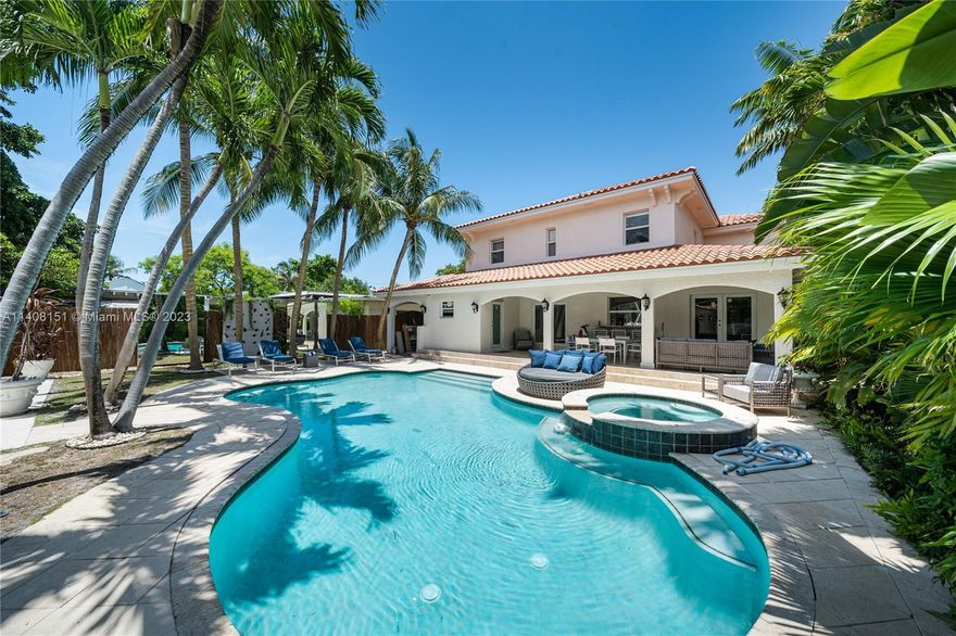 Large classic Mediterranean home overlooking the Bayshore Par-3 Park. Excellent layout with open living areas downstairs leading out to a resort-like pool area. Second floor features multiple skylights, big bedrooms, and a spacious master suite with large walking closets and direct park views. Large 2-bedroom guesthouse, with a designer kitchen, separate laundry, and extended terraces is neatly tucked away in the back of the property. Impact windows throughout and a brand new roof. Move right in, or complete current plans for main house renovation with the possibility of choosing your own finishes.