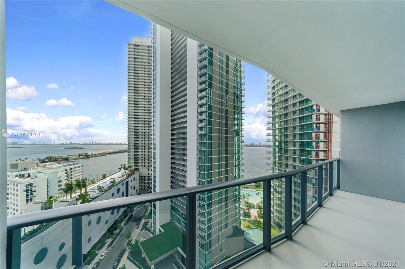 New August 2018, 29th Floor condo with porcelain white floors, high ceiling, large balcony with water views of Biscayne Bay & City! Close to Downtown, Midtown, Wynwood, Design District, Beaches, Airport! Amenities are amazing: 46th floor pool & jacuzzi overlooking all of Miami, 5th floor gym, pool tennis, party room, kids room, valet, concierge, Paraiso community amenities, covered parking. Rent includes all except power consumption!