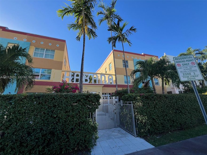 Charming completely renovated 2 bedrooms 1 bathroom ground floor at the classic Habana Condominium. 
Facing South with plenty of sun and light. Tile floors throughout, new kitchen snack-bar counter, new A/C, new custom closets in both bedrooms, new ceiling lights throughout.  Street residential parking obtained at City Hall, Meridian and 17th St. Public Parking Garage on 13th and 12 St also available.  Building offers laundry room, internal serene courtyard patio lounge area, biker room storage, Amazon package receiving area. Complexed fenced, FOB security access with cameras. Management by Trident.  Fast approval 2 weeks, $100 application, association approval needed. No Pets. Verification of Income needed. Impact windows. Central A/C. Call now for an appointment.  This property is only 2 blocks from the beach, Ocean Drive, walking distance to Flamingo Park with tennis courts, pool, soccer fields, schools, plenty of restaurants within walking distance and lots of entertainment, museums, one block from Espanola Way, close to Lincoln Road Mall, etc.  Great location!!
