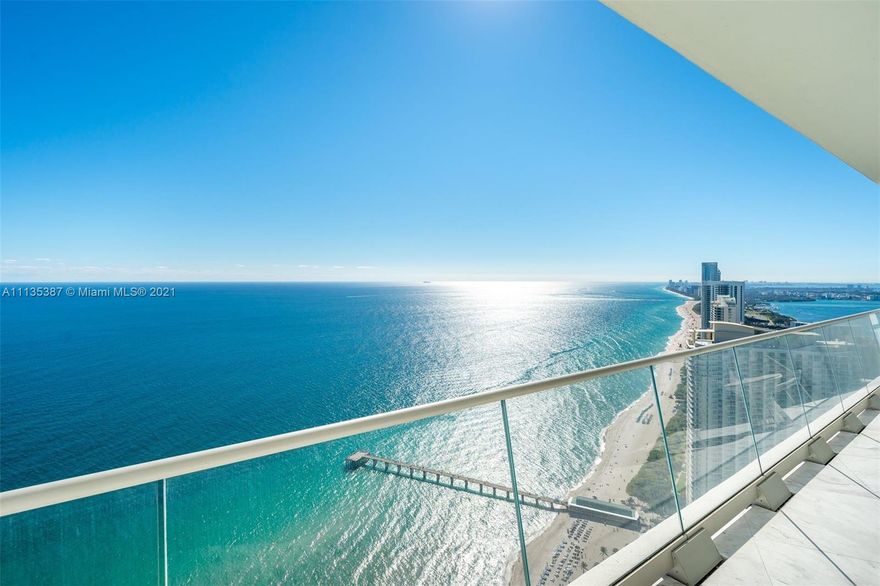 This upgraded D5 model apartment is one of only 8 in the entire building available only on floors 43-50. It is the largest 3 bedroom+den floorplan with over 3,000 SF of interior and 959 SF of terraces. Offered turnkey with an abundance of special features and upgrades, 2 parking spots + storage unit. 
Jade Signature is an oceanfront building designed by Pritzker prize-winning Swiss architects, Herzog & De Meuron. This unit features 10' high ceilings and jaw-dropping East and West views from its signature deep and wind-protected balconies. First class amenities include: resident restaurant, bar and separate breakfast room, gym, spa facilities with sauna and hot tub, beach-side heated pool, library, billiard room, child play area, teen room, private beach pavilion.