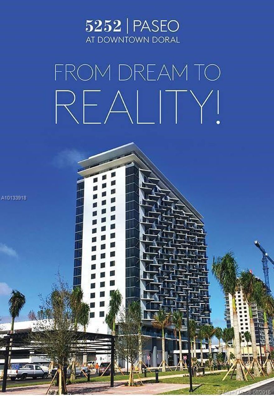 Enjoy a BRAND NEW high rise apartment in Downtown Doral. Great view with an excellent location. This property includes stainless steel  appliances, two (2) covered parking spaces, gym, pool, kids room and various amenities to share with your family and friends. Your rental monthly fees includes internet, water and basic cable. There is a non-refundable $250.00 move in fee.