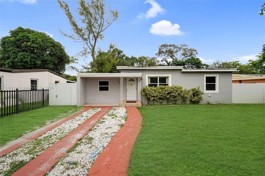Classic North Miami single family home with incredible potential! This 3-bed, 1-bath residence features granite kitchen countertops, stainless steel appliances, and a bright Florida room filled with natural light. An oversized backyard is perfect for family gatherings, pets, or even future pool or expansion. The versatile layout makes it ideal for first time buyers and families, an affordable opportunity to personalize their dream home while the large lot and central location offer excellent value for savvy investors. Situated east of I-95, you'll enjoy quick access to major highways, schools, shopping, dining, and beaches. A rare chance to own a home with both move-in comfort and room to grow! 
**Tax roll says 2/1 and 768 sqft but it's actually 3/1 with 1,208 sqft of living space.