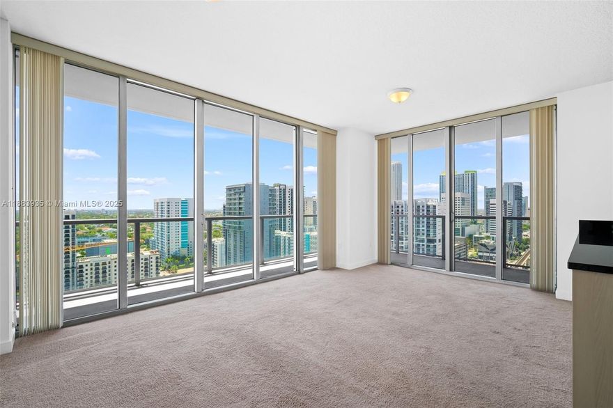REDUCED RATE SINCE TENANT MUST AGREE TO 60 DAY NOTICE TO MOVE IN CASE OF SALE OR DO A 6 MONTH LEASE.  Beautiful Corner Unit with Unobstructed Skyline Views at the Axis on Brickell. Breath-taking views of bay & city. Huge Wrap-around balcony. Floor to ceiling hurricane impact glass. Gourmet kitchen with S.S appliances, granite counter-tops, European-styled cabinetry, ample bedrooms, and master bath. Enjoy the resorts style amenities: 2 pools, gym, playroom, party room, valet, 24hr security. Great location! Close to Mary Brickell Village, Next 2 metro & people mover, and Brickell City Center. 1 Assigned parking space. Vacant and Ready to Show!