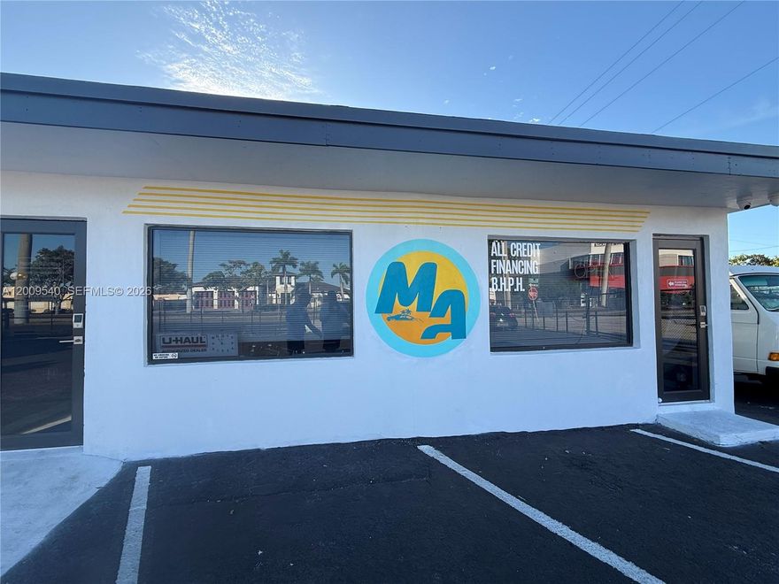 Rare opportunity to acquire a fully licensed automotive facility positioned along the high-traffic N Dixie Highway corridor. This prime property offers exceptional visibility and frontage, making it ideal for auto sales, rentals, or related automotive uses. The site features a secure, fenced lot with excellent accessibility for customers and inventory management. Perfect for an owner-user or investor seeking a turnkey operation in a high-exposure location. Easy to show—schedule your private tour today. Fully operational UHAUL business on site. Comfortably fits 25b cars, 30 tight, brand new office space and holds and zoned with a dealer license.