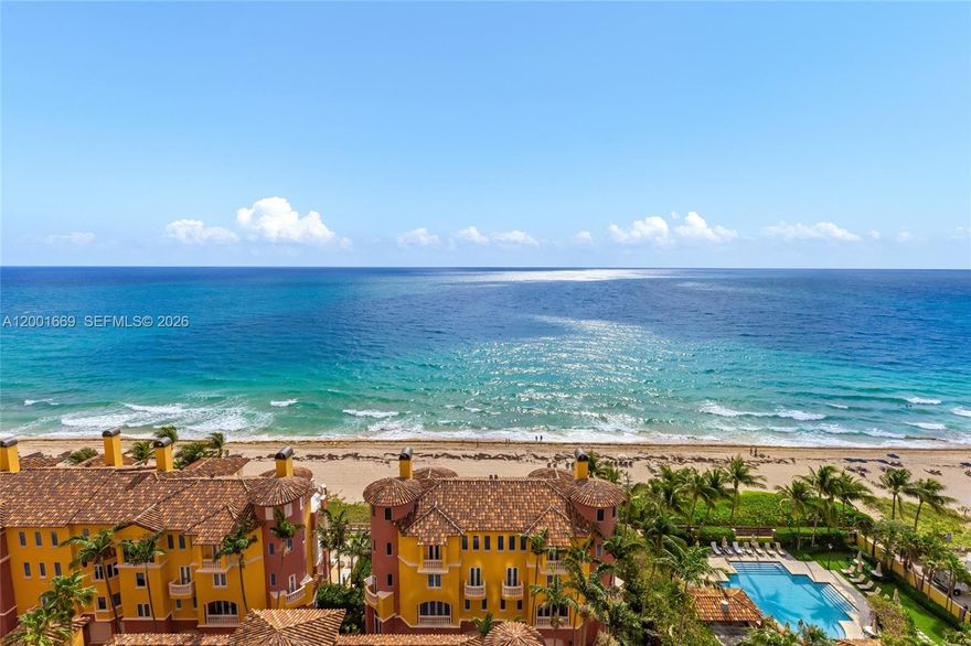 Welcome to your dream home in the sky! Beautifully customized & designed 15th-fl Florence plan at The Palms is the ultimate in lux living w/sweeping views of Ocean, ICW & City. Spacious layout w/floor-to-ceiling glass, filled w/natural light & panoramic views. Open kit w/great room for entertaining. Step onto 2 spacious terraces to enjoy breathtaking sunrises over the ocean & gorgeous sunsets over the ICW. Lg primary suite is a peaceful sanctuary featuring a spa-like bath & lg walk-in closet. Lg guest bedroom + Den for guests or home office. Full beach chair &towel service, 2 pools, 5-star gym, tennis, squash & racquetball court & stunning Club Room for memorable gatherings. Gated community offers both privacy & security w/24-hr valet. Come live at the intersection of sea and sky