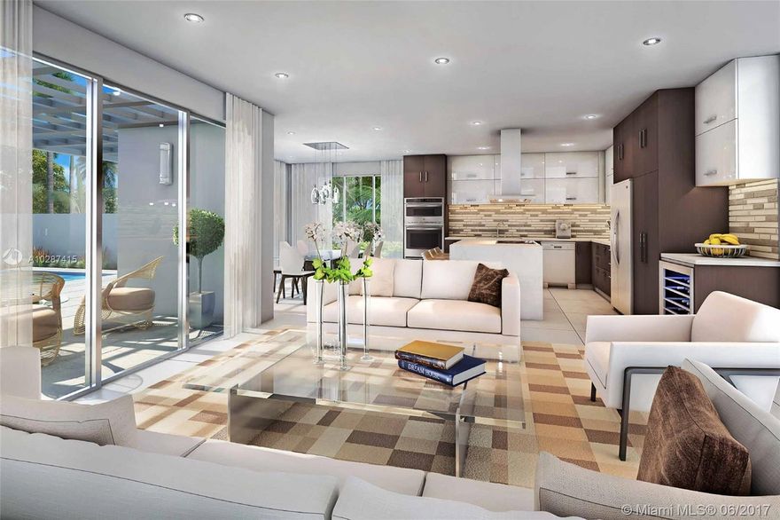 Brand new construction with many upgrades including private elevator inside the unit, 2 car garage, and high end finishes throughout. Open designer kitchen with wood cabinetry, quartz countertops and cooking island. Porcelain flooring and 10' ceilings in living room, 9' triple panel sliding doors to patio with private yard, summer kitchen and pool. Total area 2,571 sf. This Townhome has it all! 
Unbeatable location in Pinecrest on quiet street steps from Pinecrest’s Commercial Strip. Walk to Whole Foods, Pharmacies, Banks, Post Office and a variety of quality restaurants to choose from. No pets please.