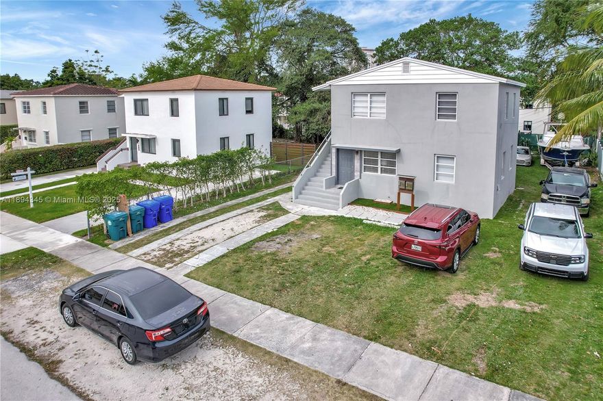 Excellent opportunity to own a duplex in a really an A+ location. This property blocks away from Gables Plaza, Miracle Miles and a few min drive to Brickell, Coconut Grove ad Miami's downtown. This is a two-story Duplex with 2 bedrooms 1 bathroom each. The property is rented and generating monthly income. There's plenty of parking in the front and a huge backyard where you can build, add to the current structure, build a pool etc.