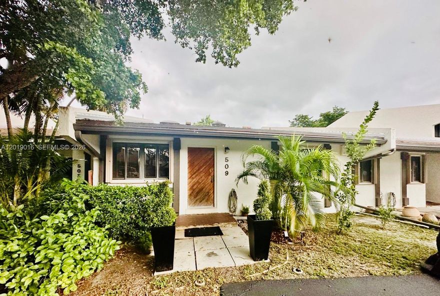 Spacious and impeccably maintained 2BR/2BA villa in a gated community near Aventura. Bright open layout with vaulted ceilings, granite countertops, stainless steel appliances, and full-size washer and dryer. Private fenced patio, perfect for relaxing or entertaining. Resort style community with pool.  Assigned parking spaces directly in front of the unit. Pet-friendly. Prime location near Aventura Mall, shopping, dining, beaches, and major highways. Move-in ready!