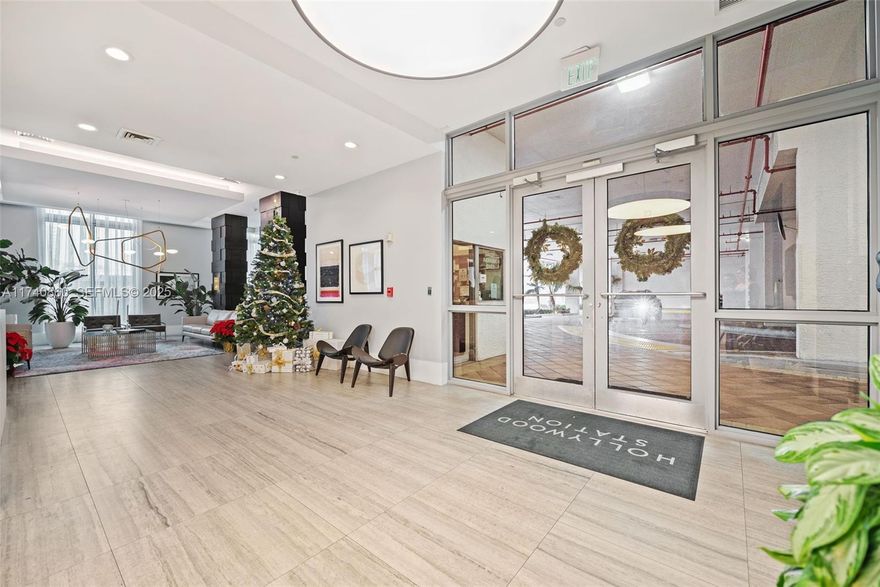 Welcome to this stunning corner unit located in Hollywood Station, featuring the largest floor plan in the building. Enjoy breathtaking views in every direction from 3 private balconies, perfect for soaking in cityscapes & sunsets. Ideally located in the heart of Hollywood, just a short drive to Hollywood Beach, Dania Pointe, Aventura, & FLL. Conveniently positioned East of I-95 & west of US-1 for easy commuting. The unit boasts a spacious open floor plan w/ the master bedroom thoughtfully split from the other 2 rooms for added privacy. Interior highlights include open kitchen w/ granite countertops, durable laminate flooring, master bath w/ stand-up shower & Jacuzzi tub, washer & dryer. Resort-style amenities: 24-hour concierge, Valet parking, fitness center, pool & more