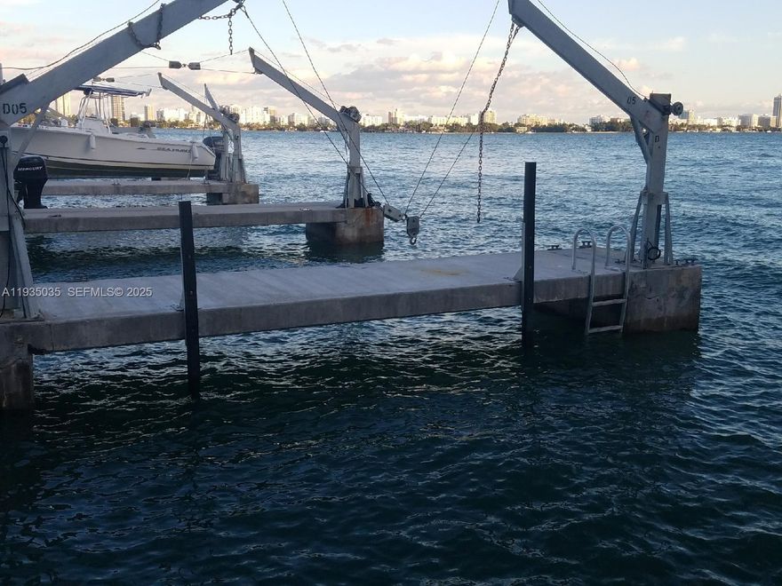Boat dock available for rent at the desirable Grandview Palace Marina in North Bay Village. Dock includes a private davit and can accommodate a boat up to 23 feet in length. Ideal for boat owners seeking a secure and well-maintained marina in a prime location. Features an on-site fuel pump, showers/restrooms, gated electronic key access piers.
Marina offers convenient access to Biscayne Bay with quick routes to open water, sandbars, and nearby waterways, no fixed bridges. The property provides a protected setting with on-site security and easy docking.
Excellent central location close to Miami Beach. Perfect opportunity for boaters looking for a reliable dock in a full-service waterfront community.
