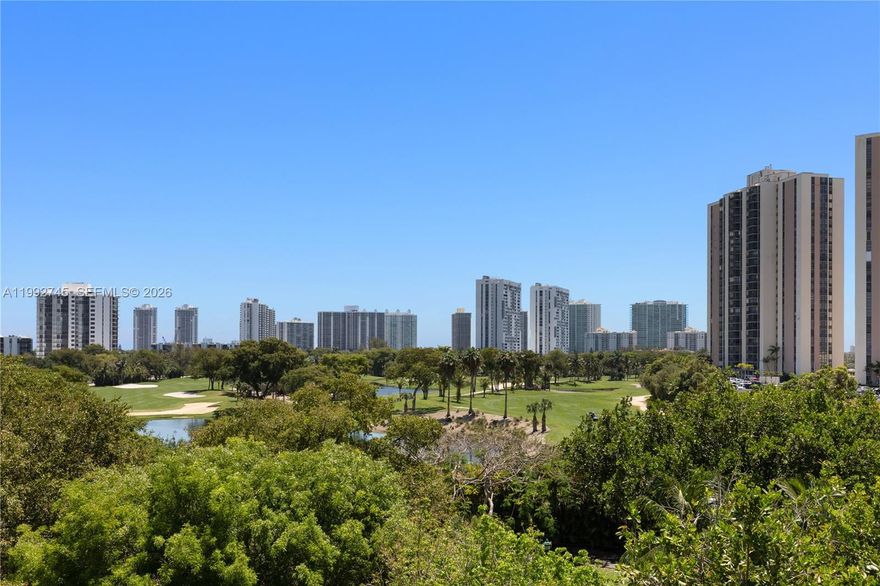 Enjoy Breathtaking golf course view from this bright and spacious 2-bedroom, 2-bath residence on the 6th floor. Designed with a split floor plan, this home offers an open living area
filled with natural light and access to a private corner balcony- perfect for morning sunrises. Features include title flooring throughout, a eat in kitchen and hurricanes shutters,
Located on gated 55+ community, residents enjoy a heater pool, BBQ area. Just minutes from Aventura mall, fine dining, and beach.