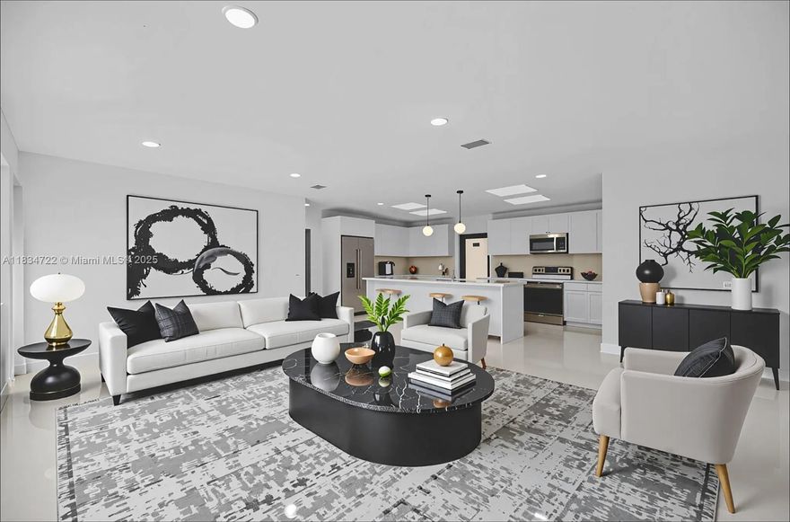 Seller motivated!!! Welcome to this move-in ready and completely remodeled property with a new modern state-of-the-art kitchen that includes quartz countertops, new porcelain tile flooring throughout, upgraded bathrooms with walk-in showers, Hi-Hat lighting, new privacy fence around and impact windows and doors. Property is very close to the turnpike about 5 minutes and also features an open layout concept with the roof from 2022. Amazing big and delicious mangos tree is available to enjoy.