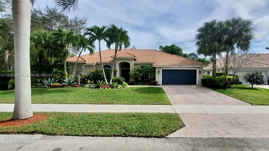 This Immaculate DelrayBeach 4bed/3bath, 2car garage pool home is located in sort after Barwick Ranch Estates, a luxurious boutique gated community. This ranch style home sits boastfully on a corner lot surrounded by lush landscapes. As you enter the bright airy home, the view of the spacious patio pool area with an adjacent cabana bath can be seen from the elegant formal living room and family room.Enjoy formal dining, or the breakfast nook, with beautiful sight lines of the pool and gourmet kitchen with its upgraded cabinets and sleek quartz countertops. The expansive covered patio pool area is a tropical oasis with breathtaking views through the hurricane impact sliding doors from the principal bedroom. Also enjoy separate bath, shower and double sinks, along with two walk-in closets.