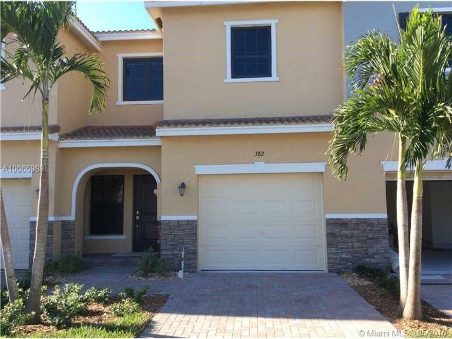 EXQUISITELY FINISHED TOWNHOME WITH CERAMIC IN FIRST FLOOR, GRANITE COUNTERTOP,BACK SPLASH & STAINLESS STEEL APPLIANCES, WHITE CABINETS, WASHER AND DRYER ON SECOND FLOOR, ONE CAR GARAGE W/REMOTE CONTROL + 2 ADDITIONAL SPACES, GARDEN VERY RELAXING. CONVENIENTLY LOCATED CLOSE TO I-95. AVENTURA MALL, SCHOOLS, PLACES OF WORSHIP, RESTAURANTS & MORE.