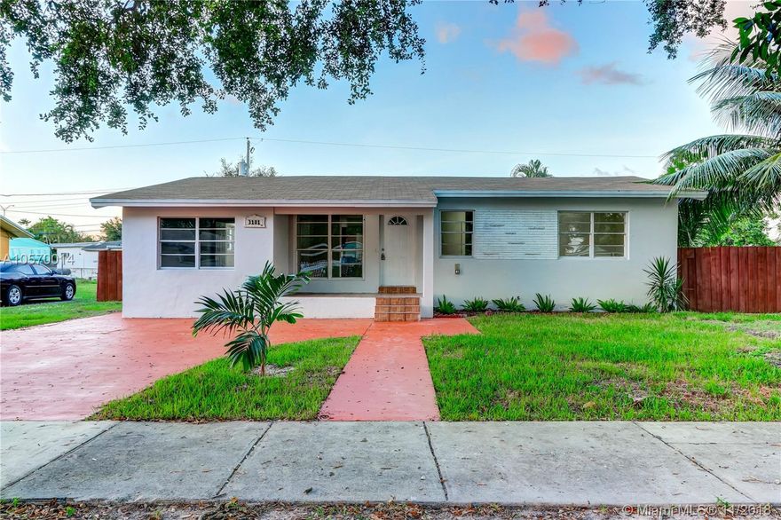 AWESOME HOUSE, everything new and beautiful. ( new roof, new plumbing, new electrical panel and electricity cables, new kitchen, new bathroom, new AC. AGAIN, THE ENTIRE HOUSE HAS BEEN REMODELED AND DONE WITH APPROVED CITY OF MIAMI GARDENS BUILDING DEPARTMENT PERMIT T 3/1 BEDS AND BATH  AND SIZE OF THE PROPERTY ARE BEING CORRECTED BY THE PROPERTY APPRAISER OFFICE AND WILL BE READY IN DAYS. Also has a nice patio WITH A BIG PORCH. ALSO a large driveway to park a truck. this is a really unique house, show with confidence. BIG LOT SIZE.