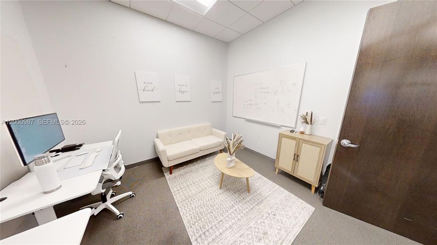 Privately enclosed office 140-165sq sq feet. 10' x 15' . starting at $1100-1900 per monthly lease price. Electricity & Wi-fi included. Top floor, Views of Downtown Skyline, Port of Miami & Biscayne Bay views. Covered garage Parking available. Office Logic creative workspace Community currently hosting various industries of Miami’s entrepreneurial spirit- Hard Tech, Health Tech, Ed Tech, Environmental Tech, and Fin Tech, International Journalists +Access to additional conference rooms, social media content rooms, phone & content filming rooms, fully equipped kitchen, break room, lounge and lobby reception area. Located steps to Adrienne Arsht Center, Venetian Cswy. to South Beach, Metro Mover station, I95 & Dolphin 836 to MIA Airport in minutes.