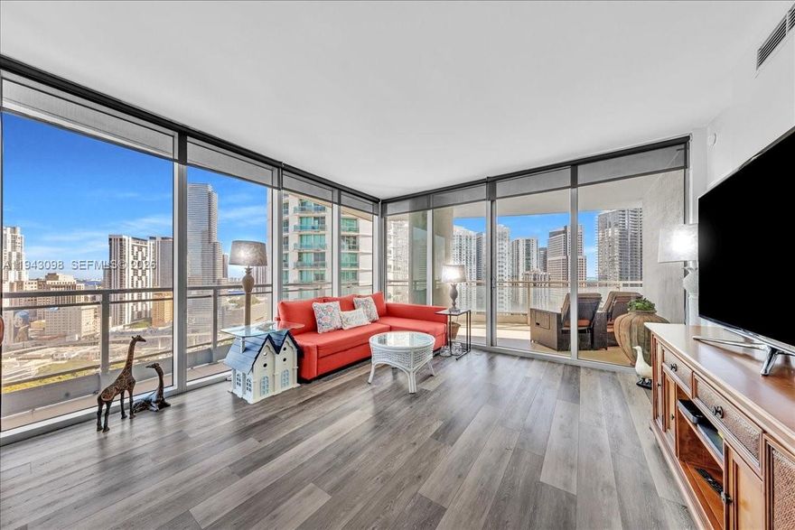 Stunning, completely renovated corner larger residence offers breathtaking views of the Miami skyline. This beautifully appointed 2bed, 2.5baths features a sun-filled wraparound balcony, a desirable split floor plan, & a brand-new open, modern kitchen. Newer flooring & ample windows throughout create a bright, refined living experience. This exclusive riverfront residence at The Ivy offers an exceptional blend of elegance & lifestyle, with amazing Miami River, Brickell City Centre & bay views. Situated within the only gated community in Brickell, this high-floor luxury condo is steps from world-class dining, nightlife, Downtown Miami, major highways & white sandy Miami beaches.
Residents enjoy newly renovated, resort-style amenities including a state-of-the-art fitness center, full-service spa, pool, business center, recreation game room, BBQ area, outdoor playground, valet parking, 24hr security, a food mart, & more —delivering a refined, sophisticated urban sanctuary in a premier riverfront setting.