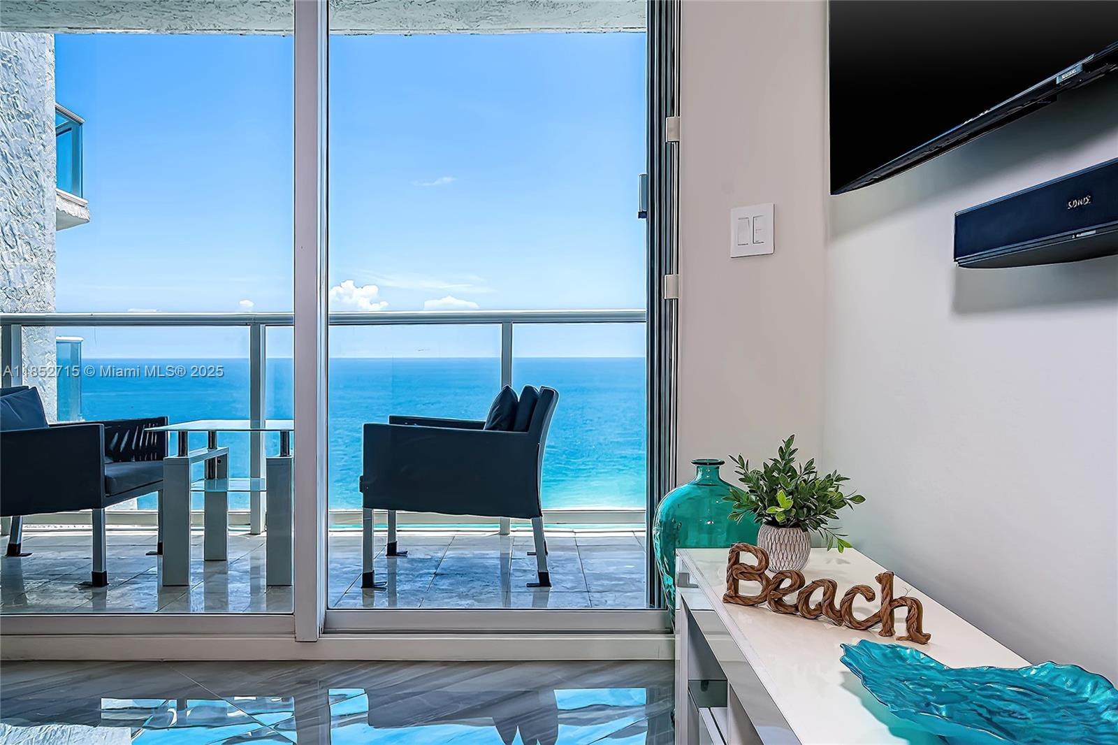 Modern Miami luxury! A rare opportunity to own fully renovated 1260 s.f. 23rd-floor oceanfront condo residence. High-quality materials and custom fixtures throughout. Azure ocean views from every room! Floor-to-ceiling windows with power shades. Large balcony. Hi-end custom kitchen with stainless appliances. Panelled master bedroom. Master bath with soaker tub, shower and double vanity. In-suite laundry. Home automation.
Amenities: recr. deck with lap pool, hot tub, baby pool on 4th level, 24-hour concierge, valet, dog park, EV chargers. Upcoming new lobby with paid off SA. Fenced complex with 24-hour manned gate and boardwalk, private beach club, spa, fitness center, restaurant and café with room service. Tennis courts and marina. Offered furnished and decorated, move-in-ready condition.