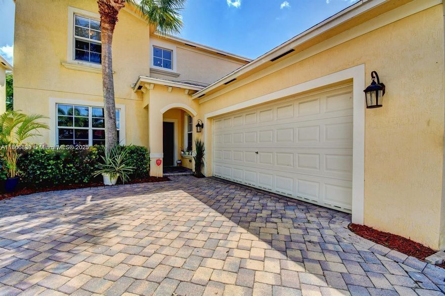 Beautiful and exclusive secured community of Sunterra. Located in the heart of West Palm Beach. This is a 2 story, 2 car garage home. Master bedroom is located on the first floor. Large open kitchen with a formal dining room, den on the first floor and laundry room. Hurricane Impact Glass and Doors throughout. Covered patio overlooking a shaded yard. Community pool and fitness center, you can enjoy it all in one location. No Criminal history, minimum 620 credit score, income must be 2.5 monthly rent. Easy to show.