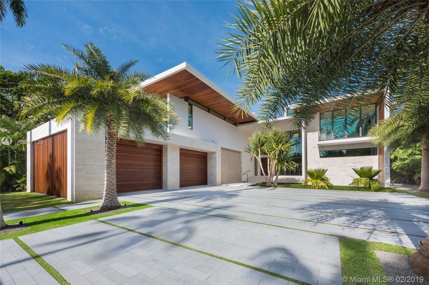 This refined waterfront estate is located on gated Palm Island & resides on a 30,000 SF lot. Surrounded w/water features & boasting spectacular double-height ceilings that lead to an oversized infinity pool. Custom Italian kitchen w/additional professional catering kitchen. Crestron automated smart home. Home theater, wine cellar. 2500 sq ft roof top terrace. Furniture and Art are not included in the Sales price, they are additional.
