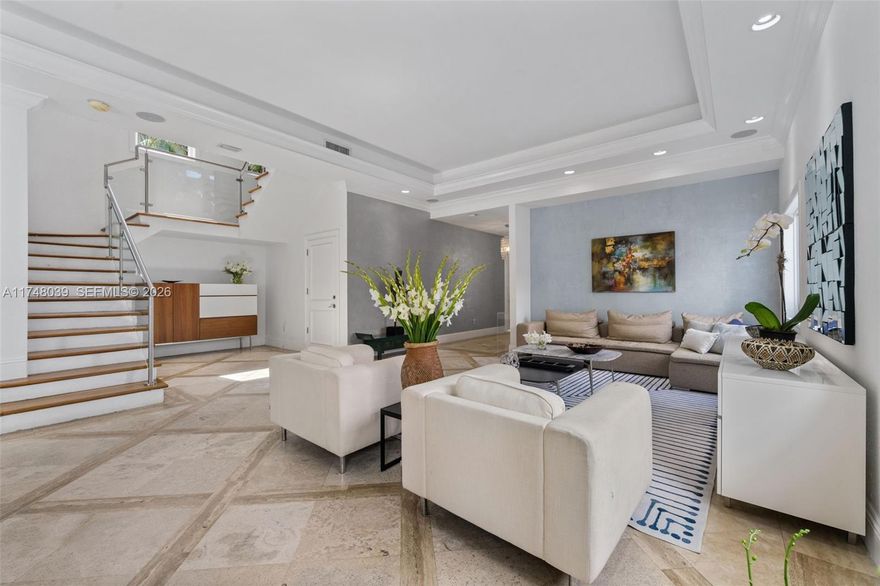 Experience the height of luxury living in Key Biscayne’s most prestigious gated community, Grand Bay Villas & Estates. This beautiful villa, located in a quiet cul-de-sac, features 5 spacious bedrooms and 7 bathrooms, private heated pool with an expansive terrace. A balcony provides additional outdoor space, and the large living, dining, and family rooms offer direct access to the terrace and pool, perfect for entertaining. The villa also includes full maid’s room & bath. (All Bedrooms are in-suite)Residents enjoy 24-hour security, and have access to the community’s playground for children. Monthly maintenance fees cover pool and landscaping maintenance. Properties in Grand Bay Villas rarely come to market. Don’t miss the opportunity to own a piece of paradise in Key Biscayne.