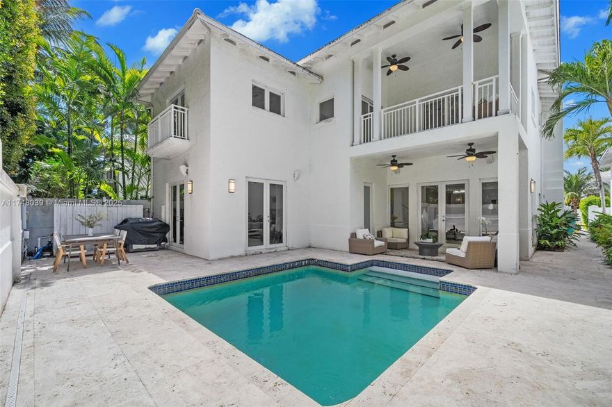 Experience the height of luxury living in Key Biscayne’s most prestigious gated community, Grand Bay Villas & Estates. This beautiful villa, located in a quiet cul-de-sac, features 5 spacious bedrooms and 7 bathrooms, private heated pool with an expansive terrace. A balcony provides additional outdoor space, and the large living, dining, and family rooms offer direct access to the terrace and pool, perfect for entertaining. The villa also includes full maid’s room & bath. (All Bedrooms are in-suite)Residents enjoy 24-hour security, and have access to the community’s playground for children. Monthly maintenance fees cover pool and landscaping maintenance. Properties in Grand Bay Villas rarely come to market. Don’t miss the opportunity to own a piece of paradise in Key Biscayne.