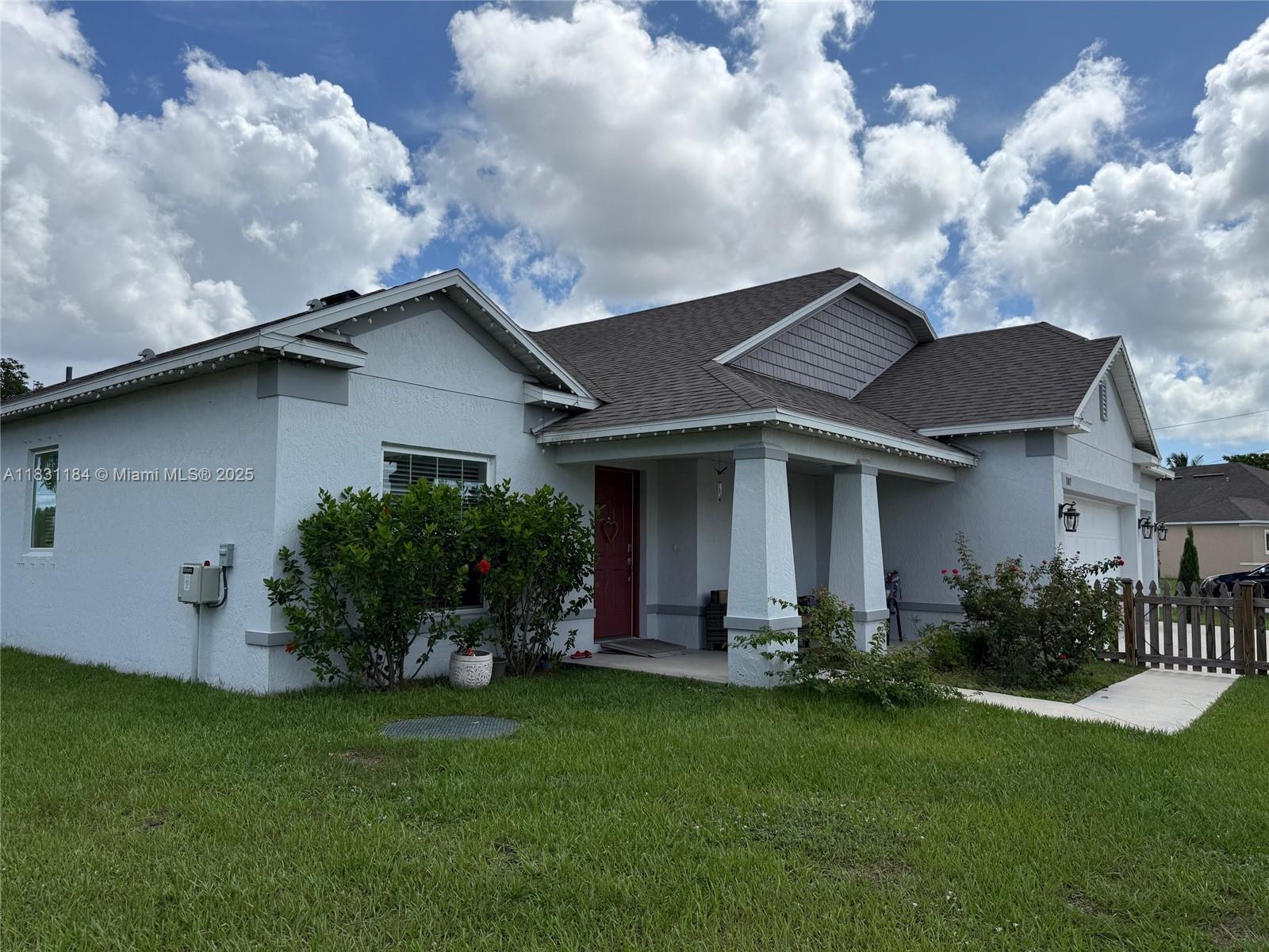 Nestled on a generous 12,632 sq ft corner lot, this spacious 4 bedroom, 3-bath home offers the perfect blend of comfort, functionality, and sustainability. The well designed split floor plan features a bright open-concept living and dining area, ideal for entertaining. The kitchen is centrally located and flows seamlessly into the living spaces. The primary suite includes a walk-in closet and private bath, while the additional bedrooms provide ample space for guests, a home office, or family. This home is equipped with solar panels for energy efficiency, a whole-house water filtration system, and a three-car garage. The oversized yard offers endless possibilities - add a pool, create a lush garden, or enjoy as is. Located in a quiet neighborhood with no HOA.