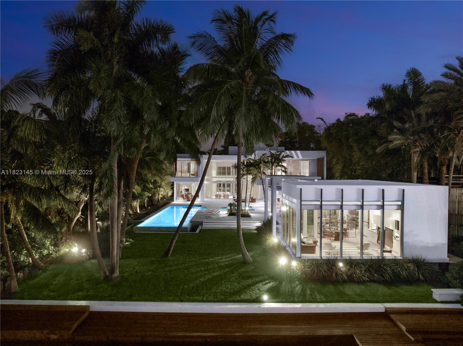 In a league of its own, this modern estate redefines luxury living on guard gated Palm Island. Nestled on an expansive 32k SFlot, enjoy 9 beds 8/1 baths perfectly set on 13,144 SF. The chef’s kitchen is an epicurean delight, featuring top-of-the-line appliances, a walk-in refrigerator, & stunning water views. The expansive primary suite offers an oversized marble bathroom, generous closets, & private balcony overlooking the bay. Entertaining is elevated to an art form with multiple outdoor spaces seamlessly woven into the estate’s design, showcasing breathtaking skyline views. Highlights include a wine cellar, movie theater, gym, dedicated staff quarters with dual rooms, a pet room, & an elevator. A private dock, 100 ft of water frontage, & direct ocean access complete this masterpiece.