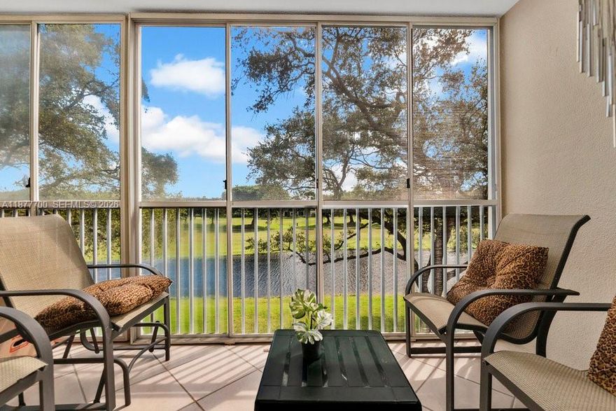 Large and Beautiful 2 bed/2 bath condo offering stunning views of the water, golf course, and endless blue skies from its open balcony. Brand New A/C just changed in Jan 2026, Dishwasher and Range-e (changed 2022), washer and dryer changed 2024. The remodeled kitchen is large enough for a cozy breakfast nook, while tile flooring enhances the main living areas, and warm wood floors add comfort to the bedrooms. This apt also features a generous walk-in closet in the master bedroom. The Master Bathroom is completely remodeled. Impact windows throughout and a sliding door in place. Brand new zebra shades for privacy. Enjoy the swimming pool conveniently located in front of the Cambridge building, with the clubhouse just a short stroll away. At least one owner must be 55+, while additional residents can be 18 or older. Condo offers resort-style. Maintenance includes water, basic cable TV & elevator.