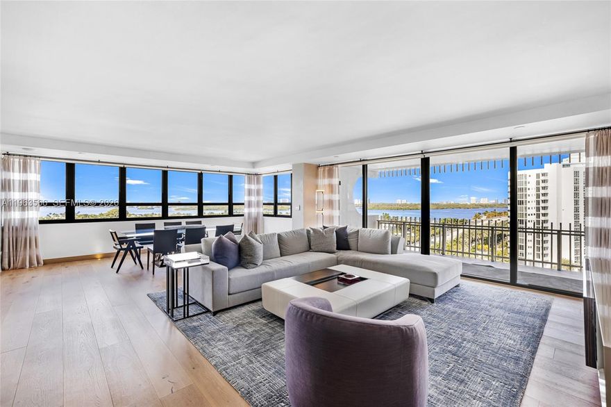 Beautifully renovated 2-bedroom, 2.5-bath residence offering 2,325 square feet of refined coastal living. Windows throughout showcase lovely views of the Intracoastal, Biscayne Bay, and the Atlantic Ocean, filling the home with natural light and an inviting, airy feel. The open modern kitchen flows into spacious living and dining areas—ideal for everyday living or entertaining. Updated with top-of-the-line appliances, contemporary baths, and natural oak flooring, the interiors feel warm and sophisticated. Both bedrooms are generously sized with excellent custom closet space.
Ideally located in the heart of Bal Harbour, just moments from pristine beaches, the boardwalk, world-class shopping, and fine dining.