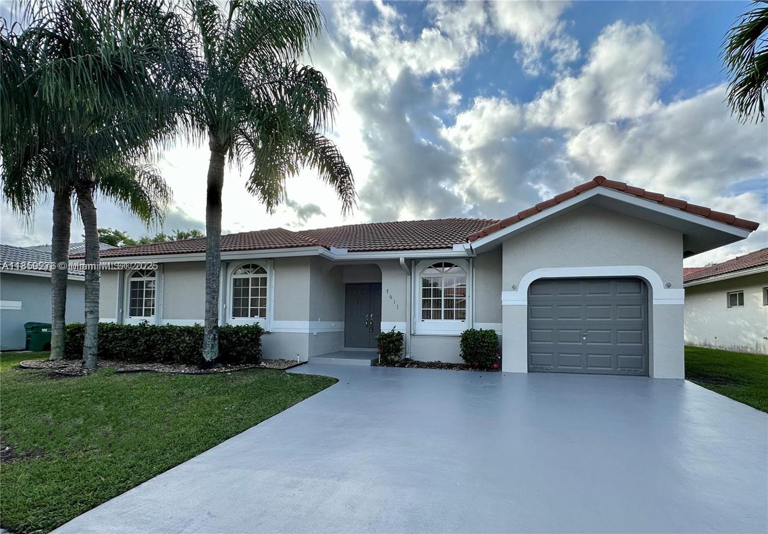 Landlord seeking LONG-TERM qualified renter for this clean, smoke-free, spacious single-family home with accordion shutters & one car garage. This home is carpet-free & features an eat-in kitchen with 2-year-old appliances, 3 full bedrooms, PLUS a separate den/office with French doors... Neutral tile & Luxury vinyl throughout. Huge walk-in closet in the Primary with tub & separate shower, & is complete with a one-year-old washer & dryer in the interior laundry room. The air conditioner is less than 5 years old & house was painted in & out 2 years ago. Lawn care & HOA fees & community pool included in rent. Perfect for a long-term tenant that has NO MORE THAN 2 cars!!! Quick approval is available with an acceptable complete application & a 2-year min. lease with option to renew.