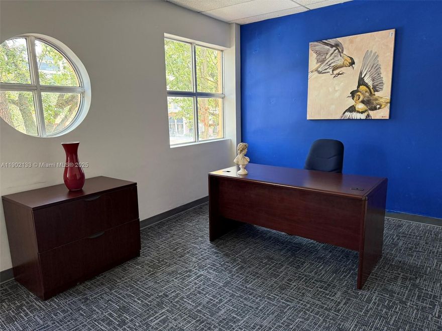 This 697 SF office space is located on the famous Miracle Mile in Coral Gables, Florida. This suite boasts Miracle Mile views, 3 private offices and reception area. The location of the building is situated on the 200th block of Miracle Mile directly across from Hillstone and a few doors down from Pura Vida and Carrot Express.