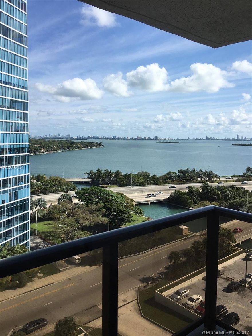 COME LIVE IN THE HOTTEST AREA IN MIAMI "EDGEWATER", 5 MINUTES TO THE DESIGN DISTRICT,MIDTOWN,WYNWOOD, THE PERFORMING ARTS CENTER & AAA.SPECTACULAR BAY VIEWS FROM THE 14 THE FLOOR W/ L SHAPE FLOOR-TO-CEIILING THROUGHOUT THE LIVING/DINING AREA & BOTH BEDROOMS.VERY SPACIOUS FLOOR PLAN.24 HOUR SECURITY DESK WHEN YOU WALK IN THE BUILDING.LOVELY LOBBY,CONVENIENT STORE,HAIR DRERESSER,DRYCLEANER,GYM,SOCIAL ROOM,SPECTACULAR POOL W/CABANA,TENNIS COURTS,HUGE BARBECUE AREA,BUILDING JUST RECENTLY RENOVATED.EASY TO SEE
