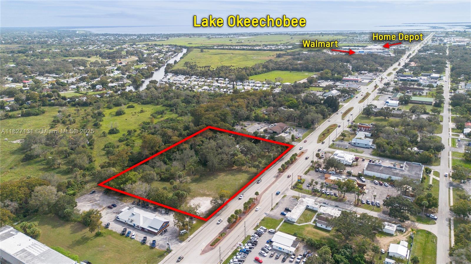 PRIME COMMERCIAL LOCATION. 5 ACRES + / - . LOCATED ON HWY. 441 ( PARROTT AVE. ). 590 FEET + / - OF ROAD FRONTAGE. FOUR ( 4 ) LANES , NORTH / SOUTH BOUND, MAJOR ARTERY THRU THE CITY / COUNTY OF OKEECHOBEE. COMMERCIAL ZONING , CLOSE PROXIMITY TO HOME DEPOT, WALMART AND PUBLIX. NEW DEVELOPMENT HAS ARRIVED , WHICH INCLUDES : NATIONAL BUILDER ON CHARLES HARVEY ROAD, APPROVAL FOR 1300 + / - HOMESITES, NEW STARBUCKS ( UNDER CONSTRUCTION ) , DUNKIN , 7 BREW ( UNDER CONSTRUCTION ) AND CULVERS. THIS IS THE NEW CORRIDOR FOR NEW COMMERCIAL GROWTH AND EXPANSION AND RESIDENTAL DEVELOPMENT.