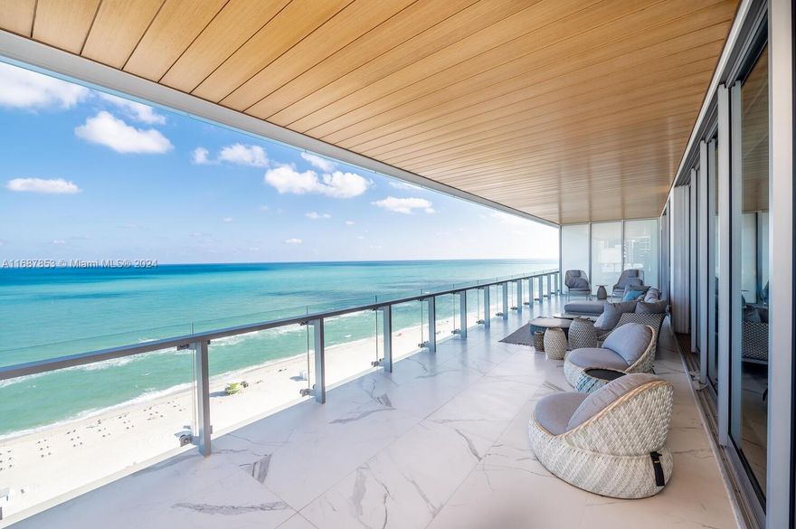 Welcome to 57 Ocean Sky Residence #1603, a flow through residence spanning the entire NE corner. This spectacular high floor unit features stunning ocean to intracoastal views. The owner spared no expense transforming the space including a brand new Poliform kitchen with Neolith countertops, Floss lighting, Lutron smart home lighting system, Pail Porte Italian doors, booked matched porcelain floors, & Bongio bathroom hardware. Furniture is all custom from luxury brands such as Dedon, Volpi, Poltrona Fraua, Visionnaire Home, & Oasis Luxury Bath Collection. Ocean front primary bedroom w/spacious built-in closet, 3 guest beds with en-suite baths, large pantry/nanny bedroom, 4 valet spaces, & 1,600+ sq ft of deep terrace space. Experience Miami Beach's finest oceanfront living.