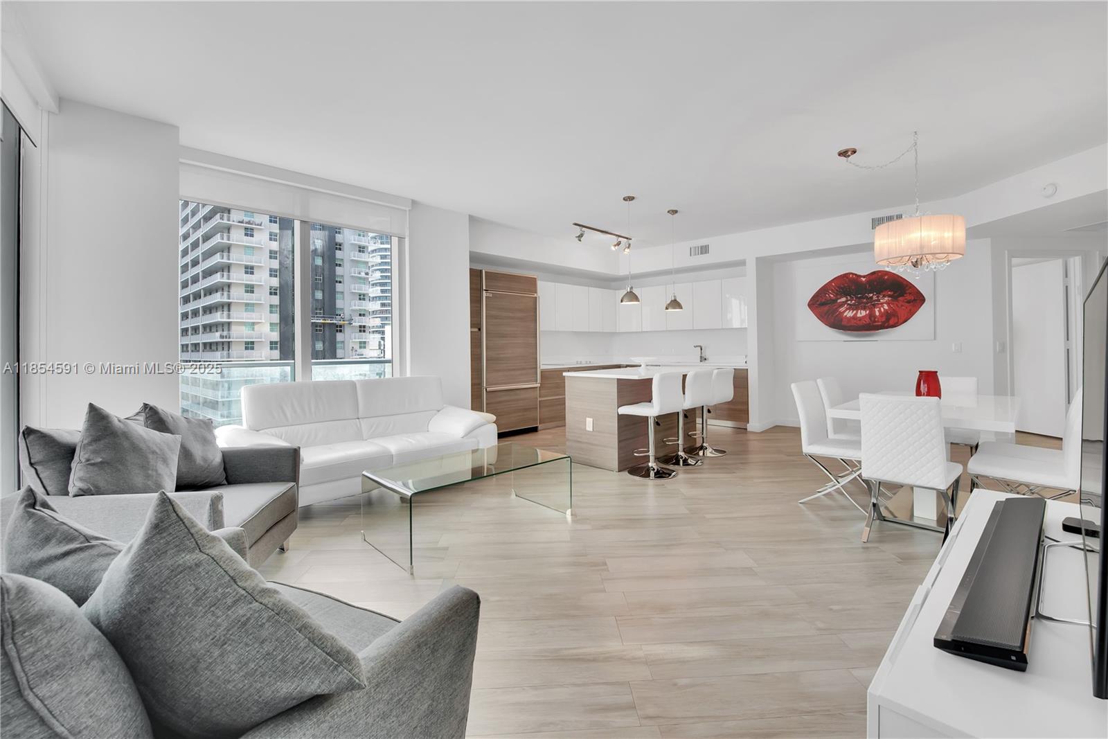 Fully furnished 2-Bed/2-Bath condo in Millecento designed by world-renowned Pininfarina located in the heart of
Brickell, near a variety of restaurants, shopping & entertainment. This unit features floor-to-ceiling windows,
porcelain wood-grained flooring, European-style kitchen with Italian cabinetry, stone countertops & premium
integrated appliances, spacious bedrooms with custom-closets, in-unit washer/dryer & modern bathrooms. This
condo also features an oversized terrace complimented with amazing southeastern views of the Brickell skyline.
Millecento offers exceptional private amenities including a heated swimming pool & spa, rooftop infinity-edge pool,
fitness center, spa with steam/sauna, kid's playroom, movie theater & social lounge with billiards.