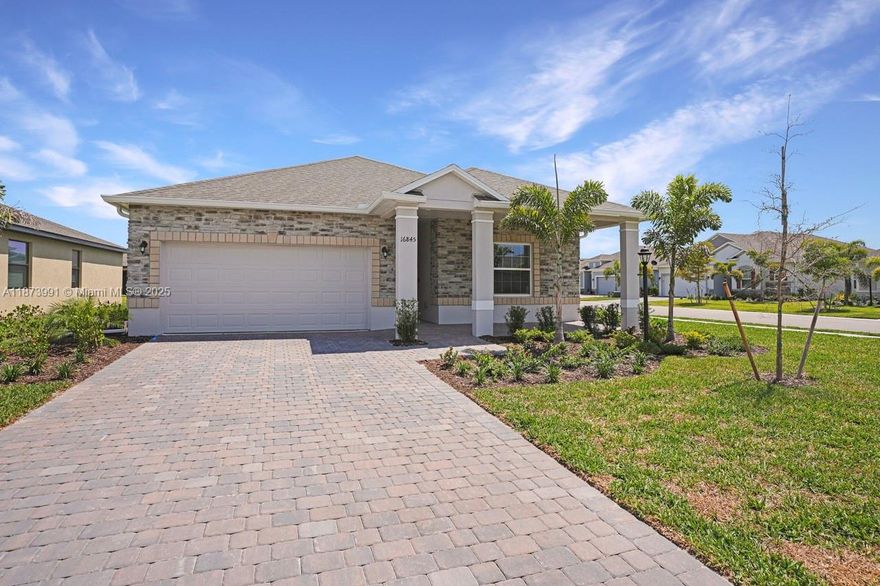 Take advantage of the opportunity to make The Hammocks of Westport your home in the rapidly growing area of Port Charlotte. This NEW CONSTRUCTION 3-bedroom, 2-bathroom home offers soaring 9'4" ceilings, a striking stone front facade, crown molding, recessed lighting, upgraded cabinetry, ceramic tile flooring throughout, and upgraded appliances. Enjoy the spacious 10’ x 30’ screened porch overlooking the fenced backyard. Located just blocks from Centennial Park, Charlotte Regional Sports Park, and the Centennial Pool & Aquatic Center, with access to swimming, walking trails, pickleball, fitness classes, disc golf, and more for a low annual fee. Minutes from shopping and North Port, Westport is a beautiful, family-friendly community with lush landscaping, sidewalks, & a peaceful atmosphere.