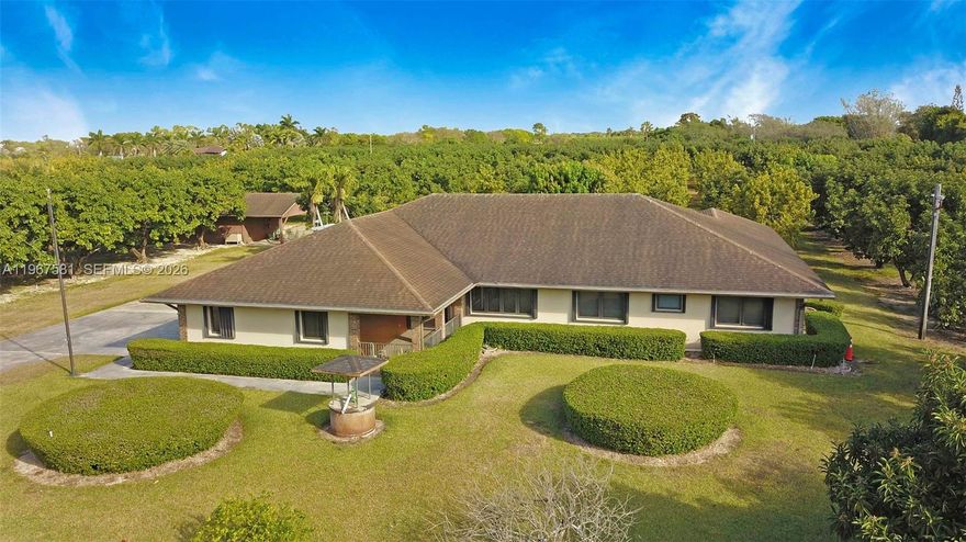 This charming 4-bedroom, 3-bath home with a pool sits on 4.6 acres in the heart of the Redlands. Built-in 2-car garage, plus a detached 1-car garage with an additional carport and a workshop. Ample parking and storage space! Spacious layout which includes formal living, dining, and family rooms. Kitchen, family room, and dining area overlook the patio and screened-in pool (w/full bath access)— perfect for relaxing or entertaining. The master bedroom offers views of the pool and patio, along with a large walk-in closet. Two of the bedrooms are connected by a Jack and Jill bathroom for added convenience. Plenty of space for RVs, boats this property is a true gem. It also features a mature avocado grove (Yanmar Diesel water pump) and several other fruit trees, creating a peaceful, country-like atmosphere.
Tons of potential with this beautiful property. Truly a must-see! Call now!!w