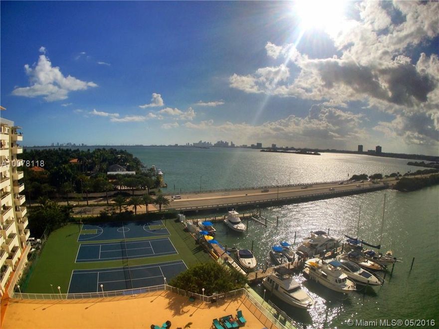 Enjoy phenomenal views of Biscayne Bay from this updated unfurnished studio! This 9th floor residence has an open balcony, stainless steel appliances, granite kitchen counter tops and a tastefully updated bathroom. Good closet space.  The building features, secured lobby, elevators, laundry facilities, pool, tennis courts, dry cleaners, convenience store and much more!