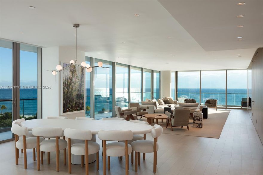 This exceptional corner residence at Oceana Bal Harbour offers a rare, turnkey opportunity to live immersed in sea, sky, and light — where open ocean and bay views unfold from nearly every room, creating the sensation of being right on the sand.

Located in the North Tower, the home is meticulously designed by Deborah Wecselman with a seamless flow that balances refined luxury and effortless livability. The thoughtfully curated three-bedroom plus den layout features a sleek chef’s kitchen with Eggersmann cabinetry, Gaggenau appliances, and sophisticated custom detailing throughout.

An integrated statement bar and fireplace anchor the living space, while a full Lutron smart system enhances comfort at the touch of a button. Expansive terraces frame both sunrise and sunset, capturing views of the Atlantic, Biscayne Bay, and the Miami skyline.

Set within Bal Harbour’s most prestigious waterfront enclave, residents enjoy world-class amenities including a spa, clay tennis courts, oceanfront dining, concierge services, and 24-hour security — all moments from the sand, yet worlds above the ordinary.