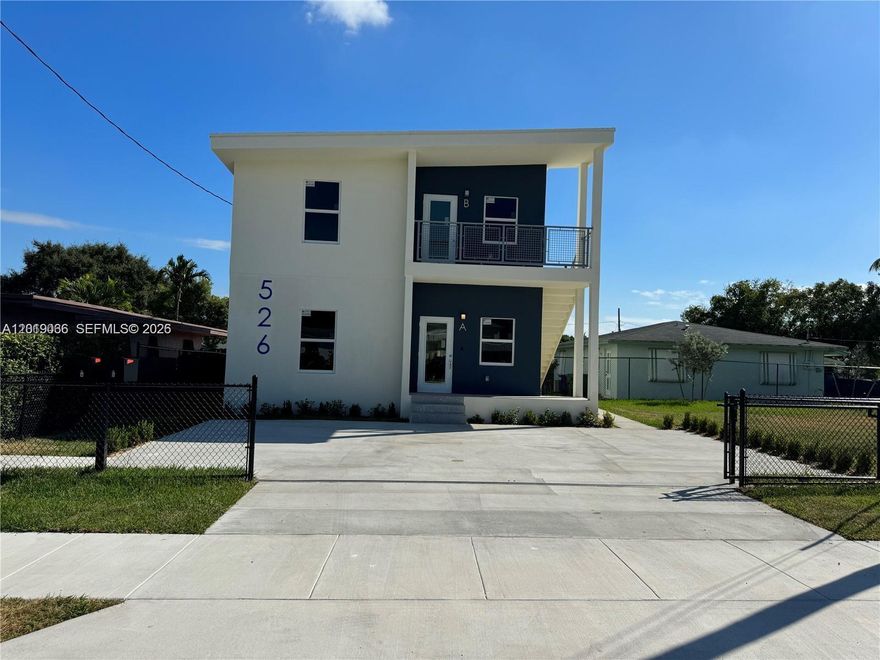 HALLANDALE BEACH INVESTOR OR HOMEOWNER WANTED FOR THIS NEW CONSTRUCTION CORNER DUPLEX! EACH UNIT HAS 3 BEDROOMS, 2 BATHROOMS AND PRIVATE LAUNDRY. THE TWO HOUSES ARE BEAUTIFUL & SPACIOUS WITH A NEW STAINLESS STEEL APPLIANCES, HURRICANE IMPACT WINDOWS. MODERN KITCHEN BATHROOMS AND FLOORS, PRIVATE/GATED PARKING WITH EXTENDED DRIVEWAY AND PRIVATE BACKYARD! CENTRAL A/C! EACH HOUSE HAS ITS OWN ELECTRICITY AND WATER METER! UNIT A IS VACANT AND CAN LEASE FOR $3000/ MONTHLY; UNIT B LEASED AT $2950 W/ LEASE ENDING 2/2027.  ONLY 3 BLOCKS FROM THE NEW HALLANDALE BEACH SHOPPING CENTER AND MINS. TO THE BEACHES, AVENTURA MALL, BRIGHTLINE STATION, HARD ROCK STADIUM, FIU, I-95 & 2 AIRPORTS! DON'T MISS THIS OPPORTUNITY, LOCATED IN AN OPPORTUNITY ZONE! IDEAL FOR A LANDLORD OR SHORT TERM (VRBO, AIRBNB,BOOKING, ETC)!