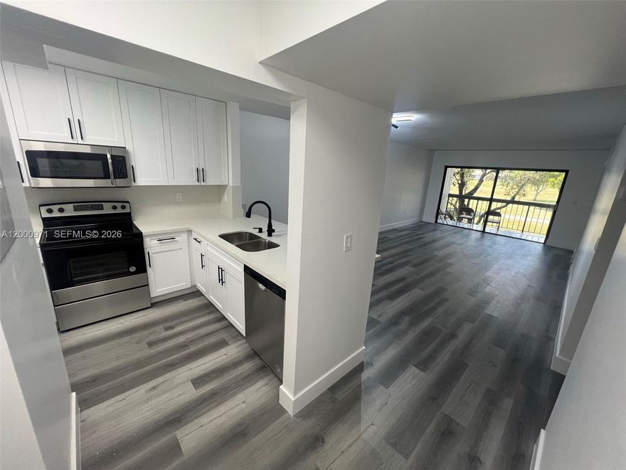 Completely remodeled 2 bedrooms/2 bathrooms split-bedroom floorplan, located in beautiful Caribbean Springs Village by Fontainebleau area. Spacious unit with plenty of natural lighting & Beautiful views from the large balcony of the lake and park. Features: Beautiful flooring throughout, remodeled open Kitchen with granite countertop & new appliances, new A/C. Washer & Dryer included inside unit. The complex and the neighborhood very quiet & pleasant. Great amenities: pool, tennis court, parks, picnic, lake, outdoor exercise path, and 24-hour security patrol. Rent includes water, waste removal, and access to all amenities. Plenty of visitor/guest parking! Prime Location near shops, restaurants, airport, FIU and public transportations.