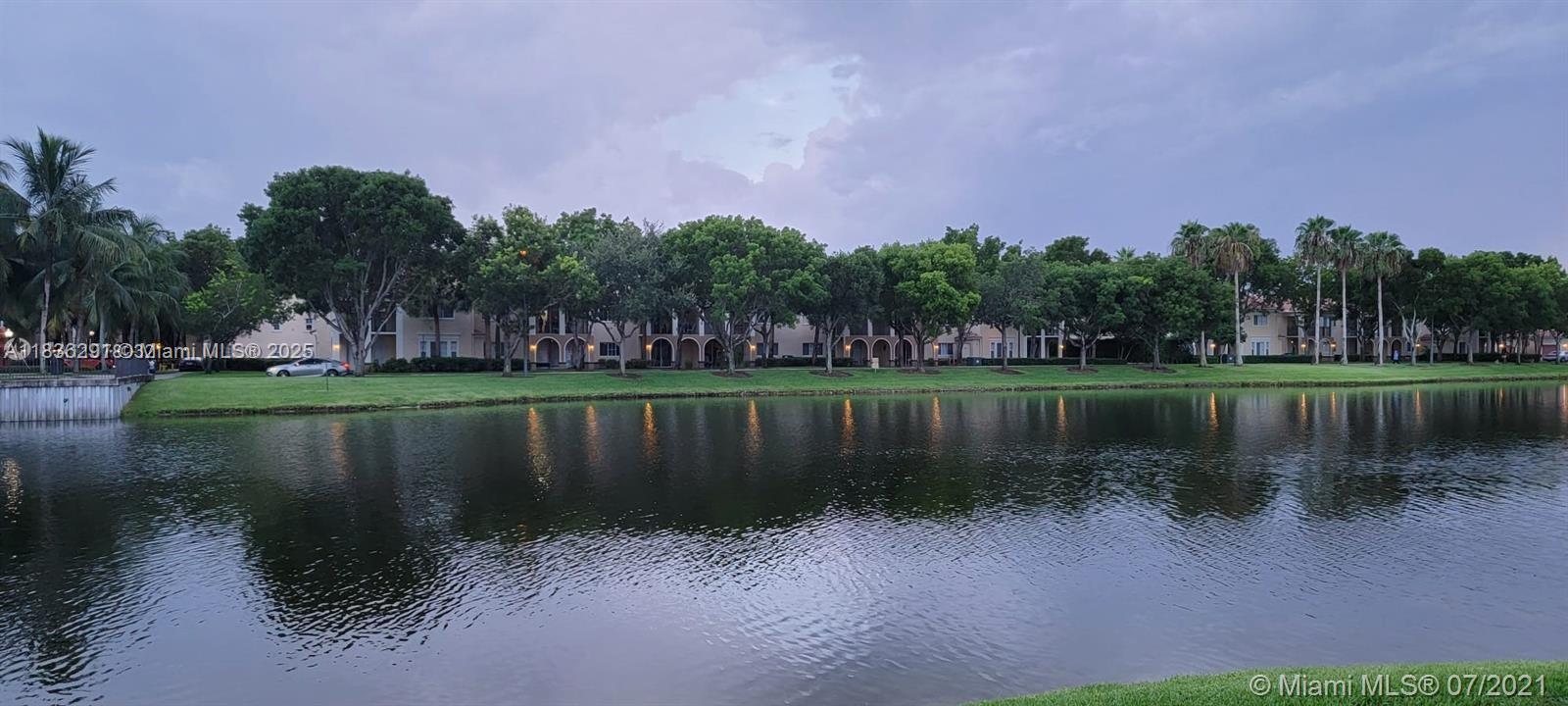 Best location Condo in Aventine, with covered 1 car garage, 1BR 1Bath. First floor layout. Most desirable area in Miramar, minutes away to Miami Int. and Fort Lauderdale airports. Tile throughout. Spacious living area. Washer and dryer in unit. Walk-in closet. Resort style, two swimming pools, sand volleyball court, tennis courts, playground, club house, gym, etc. Incredible lake view!!!. Minutes away to Fort Lauderdale and Miami International Airport. Close to shopping centers, Hospital, I-75, Turnpike. No Association approval require. Stable tenant, rented till 9/14/25 at $235