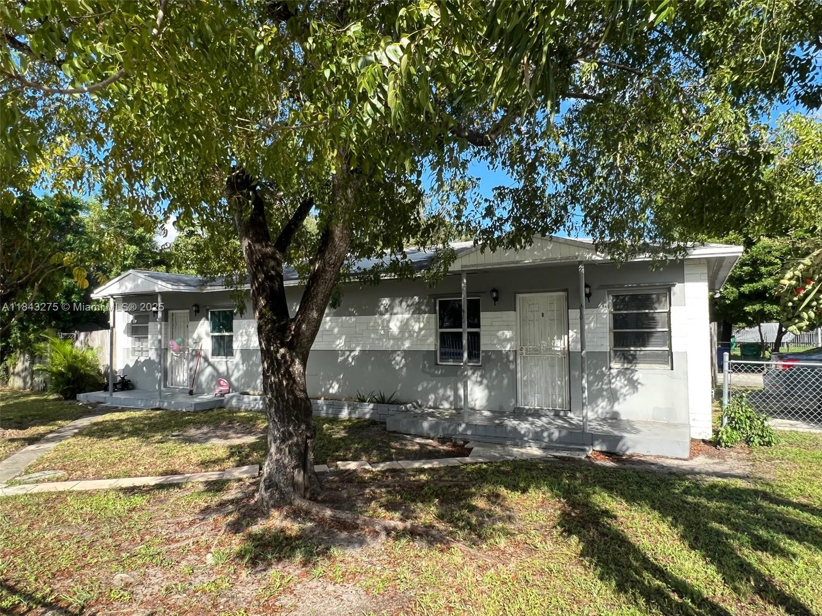 Totally remodeled 2 bed/1 bath 700sq.ft. unit on an oversized corner lot located just across the street from Barry University. Unit features fresh paint, new kitchen cabinets, brand new kitchen appliances and washer/dryer. Unit has central A/C. Property is fenced, has a huge backyard for you to enjoy. Great location, close to everything you need. Perfect for college students or a small family.