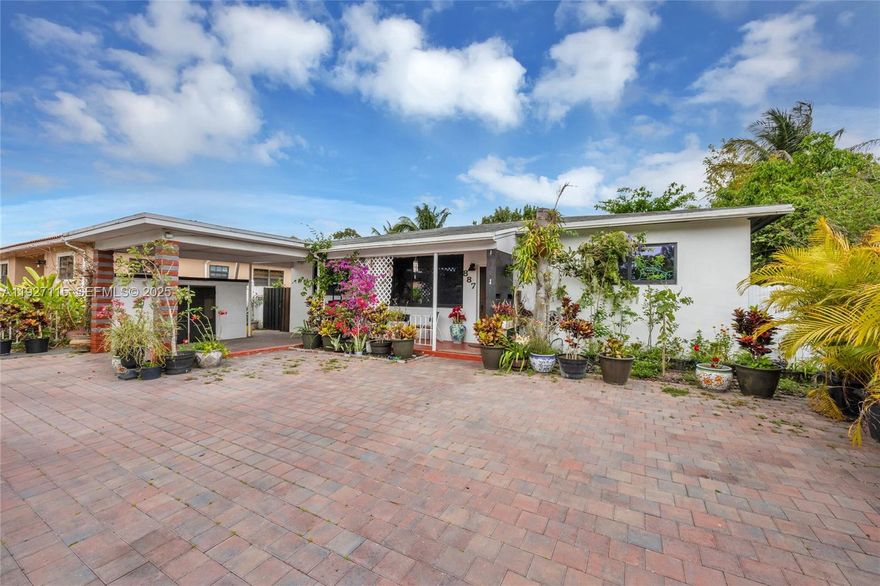 Your ideal family retreat awaits! This spacious 3-bed, 2-bath residence boasts over 2,000 sf of living space w/ a sought after split floor plan. Enjoy the luxury of a remodeled kitchen feat. SS appliances, along w/ upgraded bathrooms throughout. Embrace peace of mind w/ all impact windows & doors. Chill in the expansive & tropical backyard oasis w/ plenty of room for a pool. Volume ceilings + a separate family room w/ its own entrance offers a separate play area. Addtl feat. incl. travertine & tile floors (wood in the bedrooms), tons of closet space + lots of natural light. Whether you love spending your time gardening or hosting lavish summer cookouts, this pleasant residence gives you the liberty to indulge in both! Centrally located near all the local shops, restaurants + so much more.