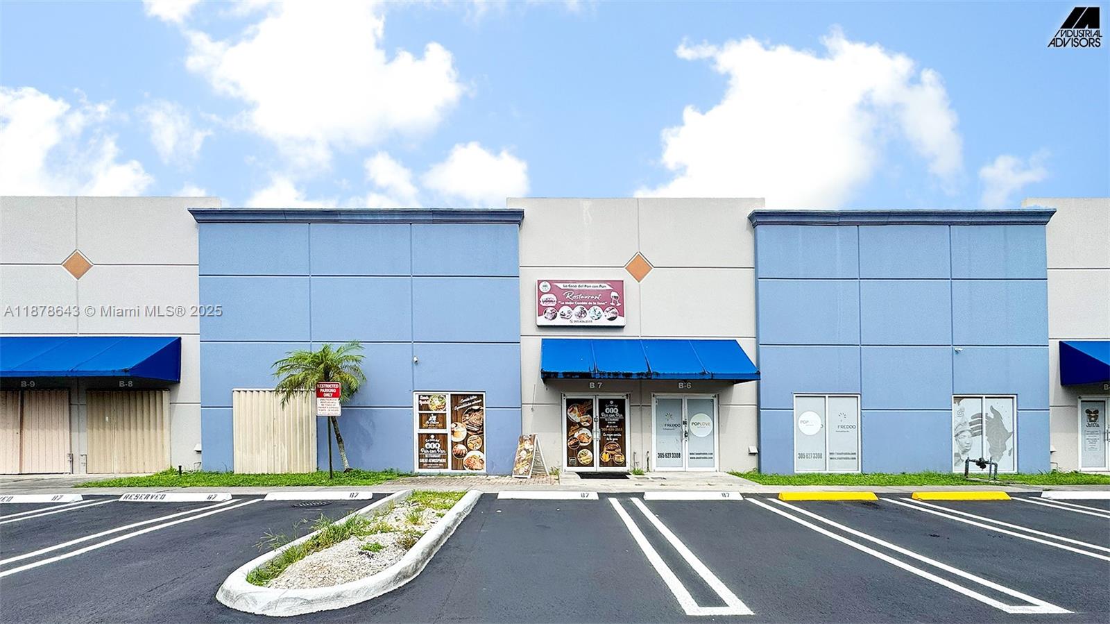 2,250 square foot commercial kitchen and warehouse property located at 4960 NW 165 Street, Unit B7, Miami Lakes, Florida. The property is designed for food production and related uses, with infrastructure in place to support immediate operations.
Features include a fully air-conditioned warehouse, a 170 square foot cooler, a 94 square foot freezer, grease trap, and exhaust hoods. The layout also includes approximately 560 square feet of office space, an 18-foot ceiling height, one street-level loading door, and seven assigned parking spaces.
The site offers convenient access to I-75, SR 826, and the Gratigny Expressway, with proximity to Miami International Airport and Opa-Locka Executive Airport.