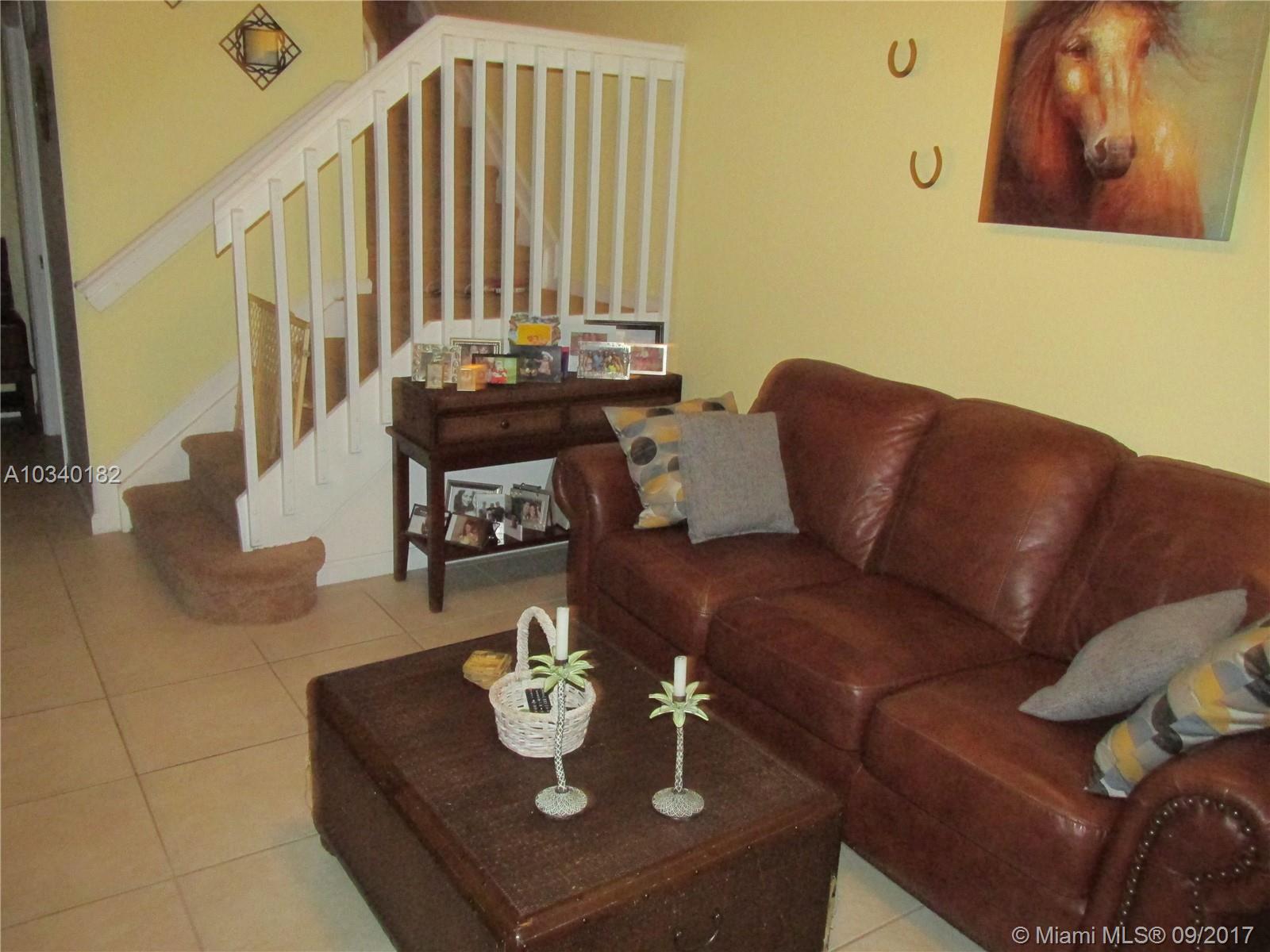 Beautiful townhome in Homestead! Breathtaking two stories, 4 bedrooms, 2 1/2 bath, 1 car garage townhouse. Equipped with formal living, open dining, family room and closed in patio. This property is equipped with tile throughout the entire first floor, and brand new carpet upstairs. This property is located min away from the Florida Turnpike, Homestead Baptist hospital, and all new shopping centers. Easy to show, FHA buyers welcomed!