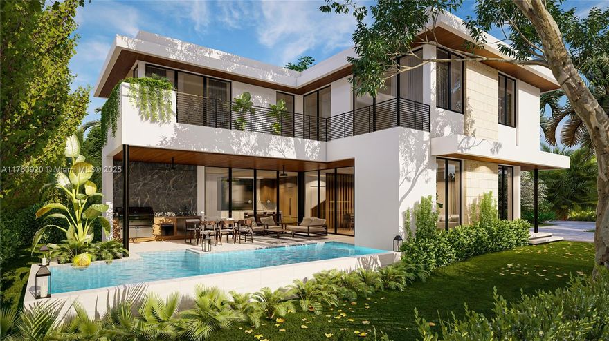 Experience unparalleled luxury at 4095 Hardie Ave, a soon-to-be-completed 5-bedroom, 5 full baths and 2 half baths masterpiece under construction, with 3,736 sq ft of air-conditioned space. Crafted by Calta Group, with interiors by Carola Pimentel from Assure Interiors and architecture by Pacheco, this corner-lot home is moments from Coconut Grove’s parks, top schools, dining and entertainment. Lush landscaping surrounds a pool, Wolf BBQ and covered terrace with wood-paneled ceilings. Inside the home are high-impact windows, porcelain and hardwood floors, a Savant Smart Home system, and custom Mia Cucina cabinetry. The chef’s kitchen boasts porcelain countertops and Sub-Zero/Wolf appliances. The primary suite offers dual vanities, walk-in shower and a soaking tub, defining modern elegance.
